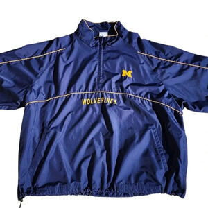 Vintage Red Oak Michigan Wolverines Windbreaker XXL Pullover Quarter Zip Blue